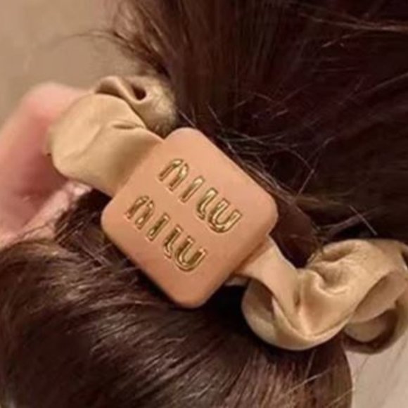 Miu Miu Accessories - Women's Logo cream scrunchie